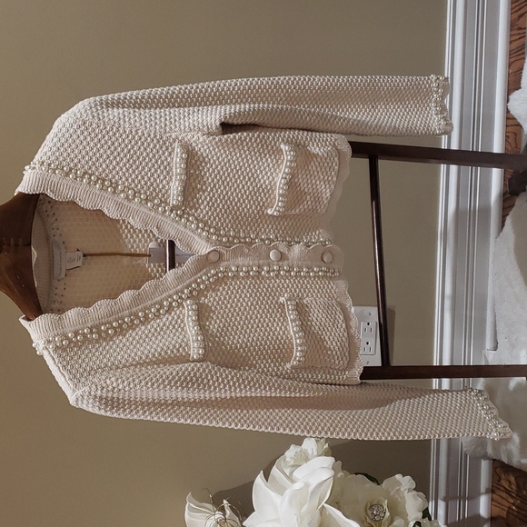 Nwt House of Harlow ecru with pearls sweater - Picture 2 of 9